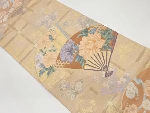 リサイクル　九百錦扇に花々模様織出し袋帯